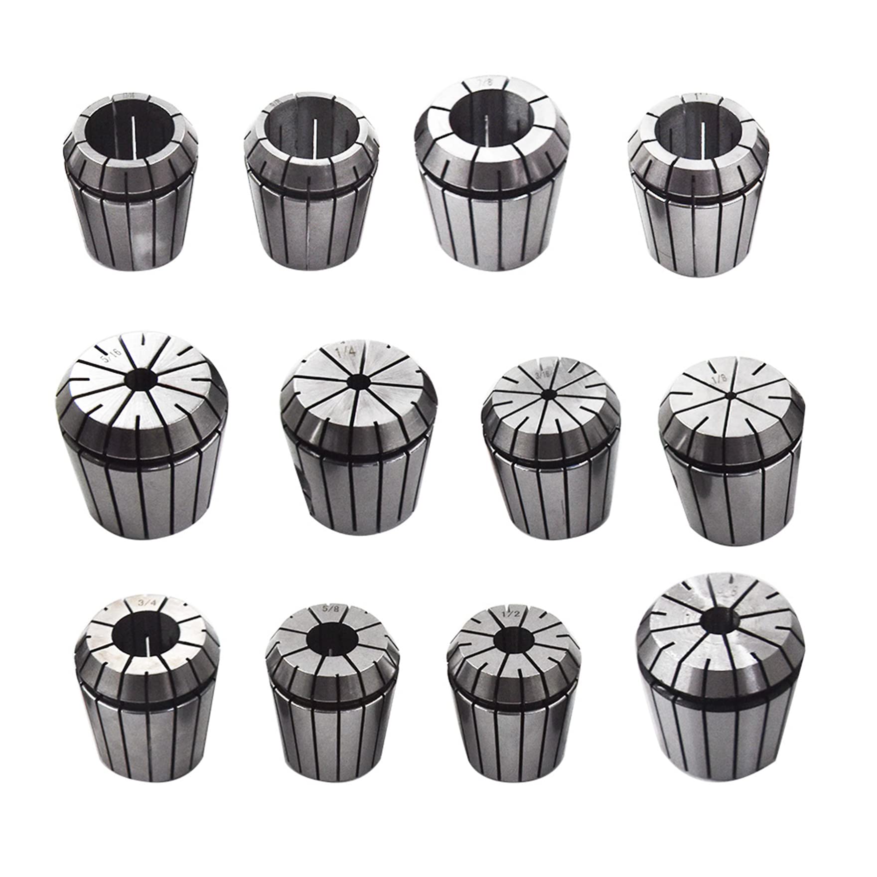 Waltyotur ER40 Spring Collet Set – 12-Pack, 1/8" To 1-1/8" Carbon Steel, 0.0003" Precision, For CNC Milling, Lathe, Engraving