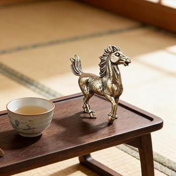 Horse Statue - Galloping Brass Vintage Collectibles - Mascot Horse Decor,for Home Living Room Bedside Bookshelf Shop School Offices Cafes Bookstores Display Festival