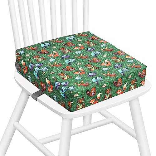 Zicac Asiento elevador portátil para mesa de comedor, asiento elevador antideslizante para niños con correas dobles ajustables, lavable, Verde