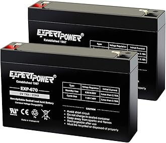 2 Pack 6 Volt 7AH Sealed Lead Acid SLA Battery with F1 Terminal EXP 670 ExpertPower