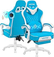 Vista 16 de HOFFREE Silla Gaming Silla de Computadora con Altavoces Sillas de Juegos de Masaje con Reposapiés Bluetooth Respaldo Alto Ergonómicas Sillas Gaming