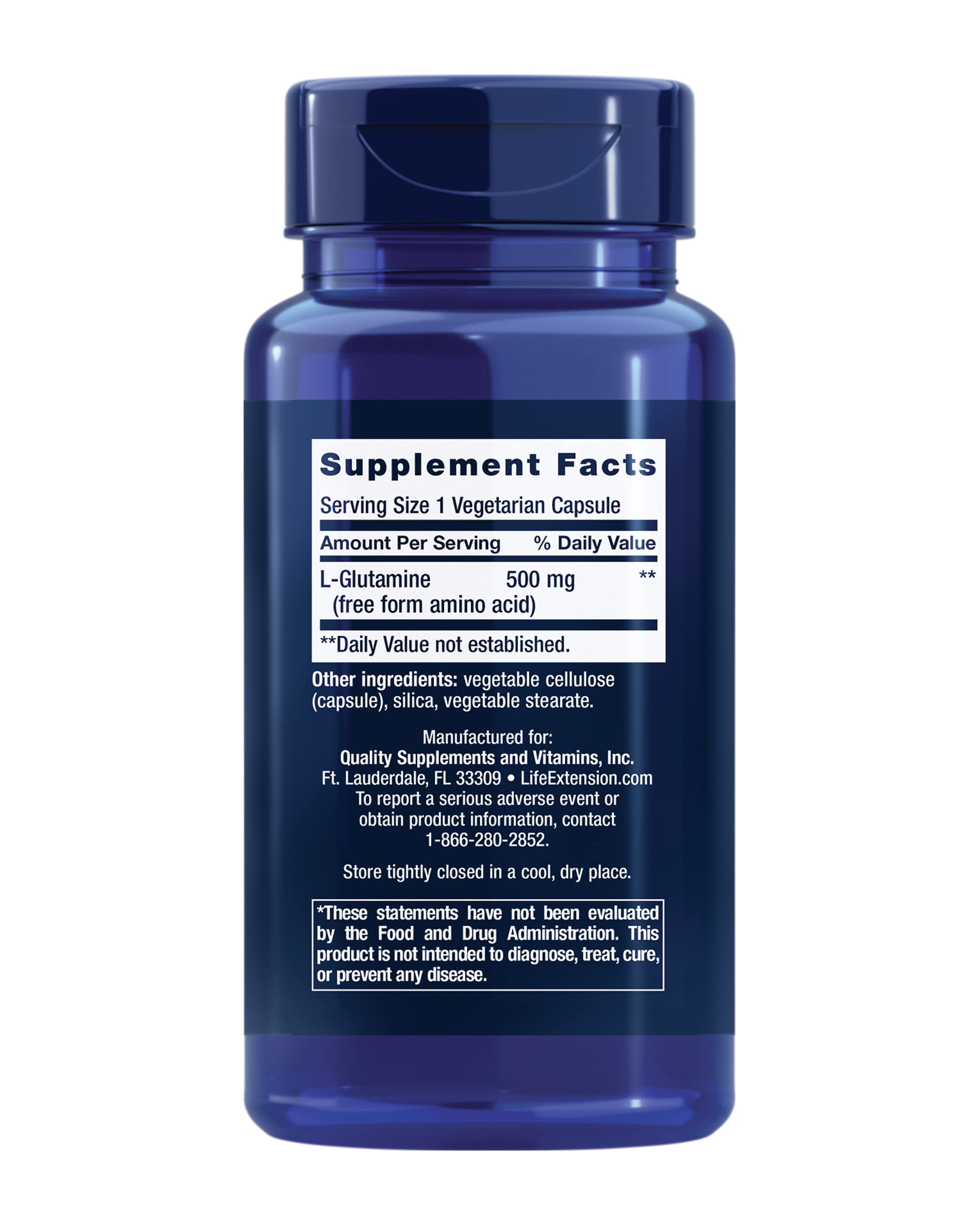 Life Extension LGlutamine 500mg For Muscle, Energy, Gut & Immune