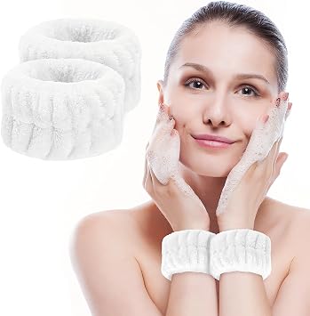 Soft Microfiber Wrist Bands for Washing Face, Absorbent Towel Scrunchies, Prevent Liquid Spills, Reusable Face Washing Accessories
