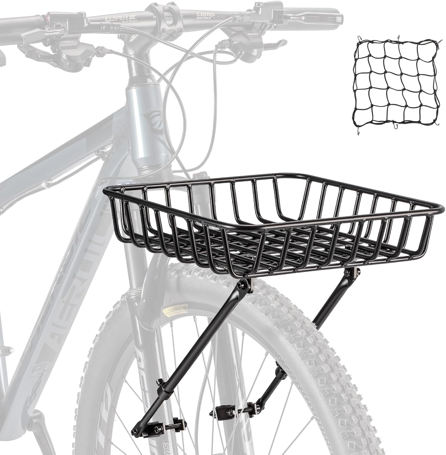 CXWXC Large Aluminum Front Bike Basket Rack with Struts - 10kg Capacity, Easy Mount for 26-29" Bikes