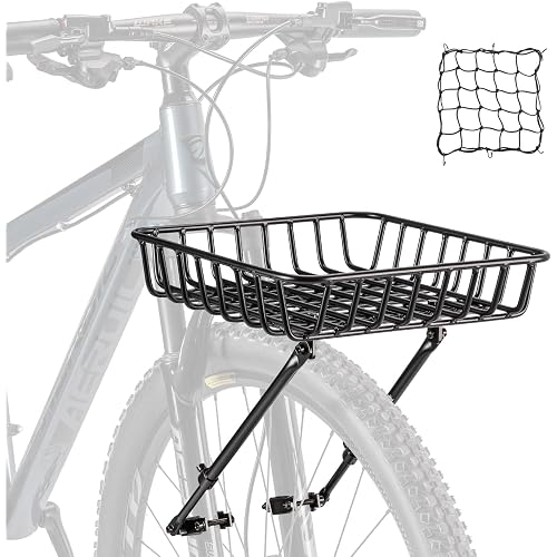 CXWXC Bike Basket Rack - Large Front Bicycle Basket with Struts | Front Mount Aluminium Bike Basket Large Capacity