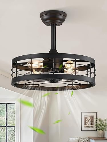 Miniatura 15 de LEDIARY Ventilador araña de techo enjaulado de 20 pulgadas con luz, ventilador de techo sin aspas con control remoto, luces de ventilador estilo