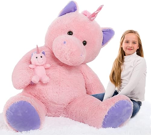 Miniatura 15 de MorisMos Osos de peluche gigantes, Oso de peluche mamá de 28'' con 3 bebés dentro de la barriga, 4 paquetes de peluches grandes para niños, niña,