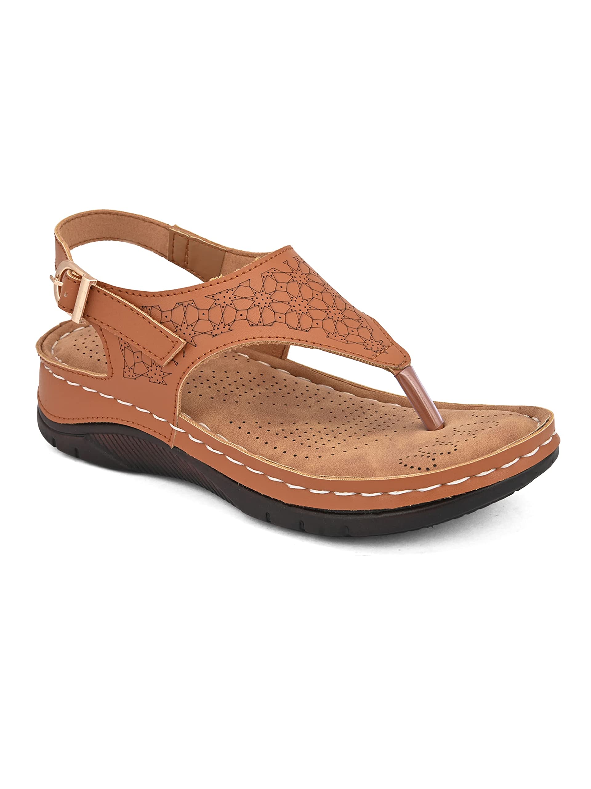 BOOTCO Sandals for Women Soft Insole Backstrap Wedges for Girls Light Weight Tan (B0BSNGBTQM) Amazon Price History, Amazon Price Tracker