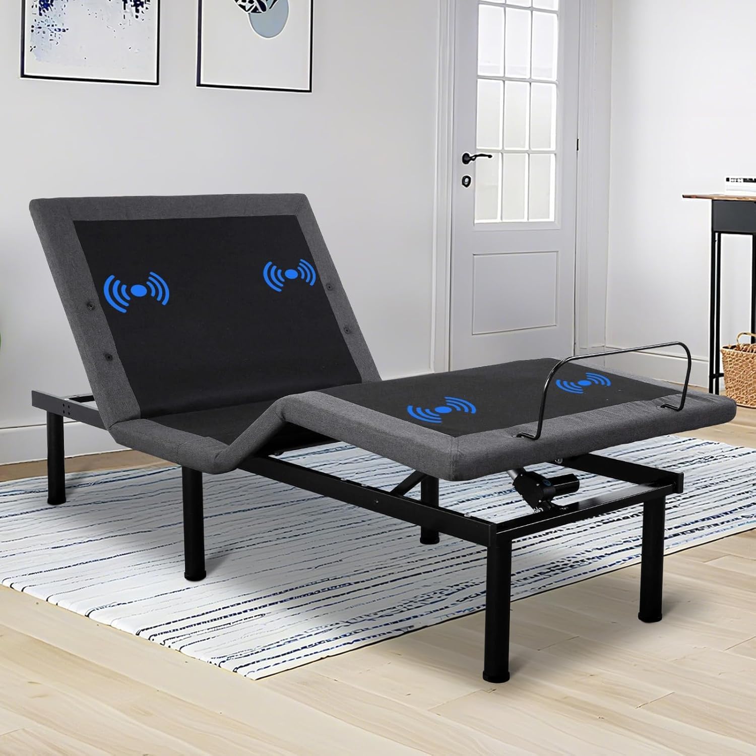 Twin XL Adjustable Bed Frame, Ergonomic Electric Bed Base with Wireless Remote and 2 USB Ports, Head and Foot Incline, Nightlight, Massager, Anti-Snore, Easy Assembly