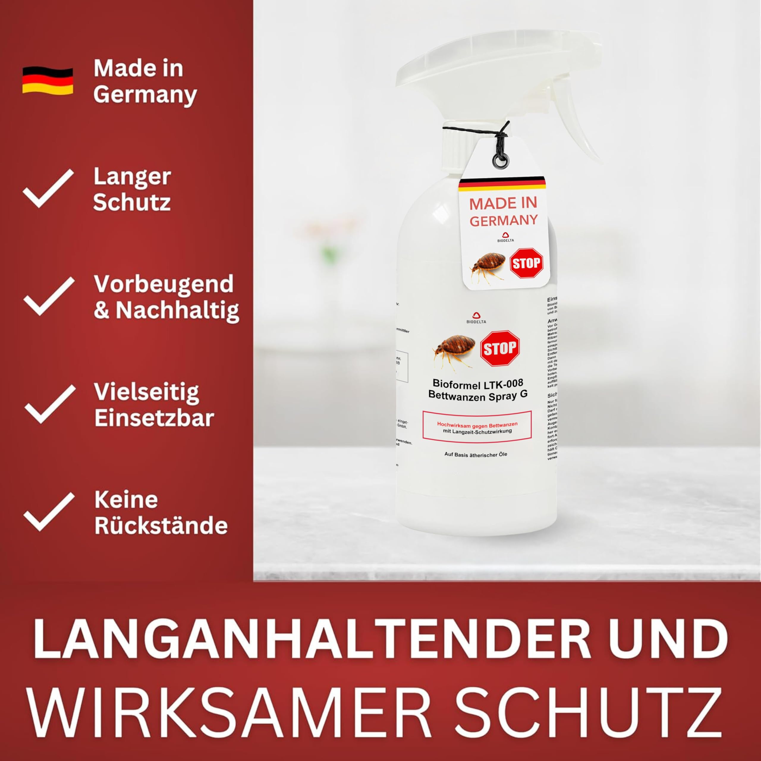 BIODELTA LTK-008 Bettwanzen Bundle 2 x 500ml + 1x 5L - Anti Bettwanzen Mittel mit Langzeitwirkung - hochwirksames Mittel gegen Bettwanzen - vorbeugend & bei akutem Befall - auf Wasserbasis