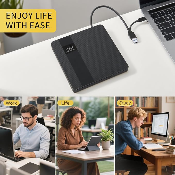 Unidad externa CD DVD USB 3.0 Tipo-C portátil miniatura 7
