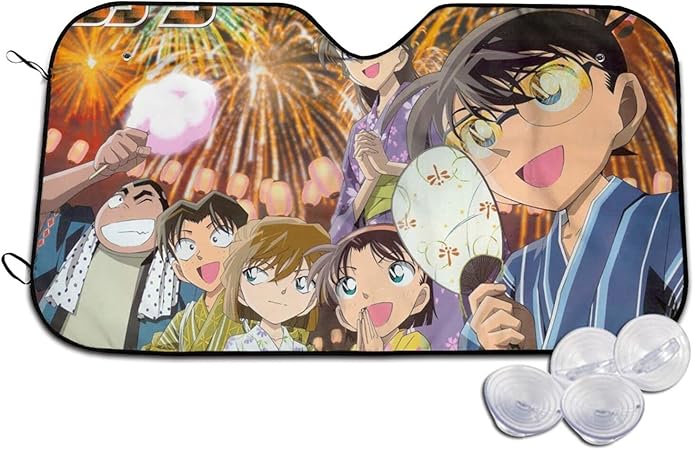 Amazon 名探偵コナン サンハチ 車用サンシェード 簡単着脱 遮光 フロントシェード 車窓 日よけ 暑さ 日焼け防止 汎用 車用遮光サンシェード 車窓日よけ 遮光フロント Uvカット 遮光断熱 吸盤取付 車 バイク 車 バイク