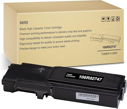 WorkCentre 6655 Black High Capacity Toner Cartridge, Remanufactured for Xerox 106R02747 Toner Cartridge12,000 Pages