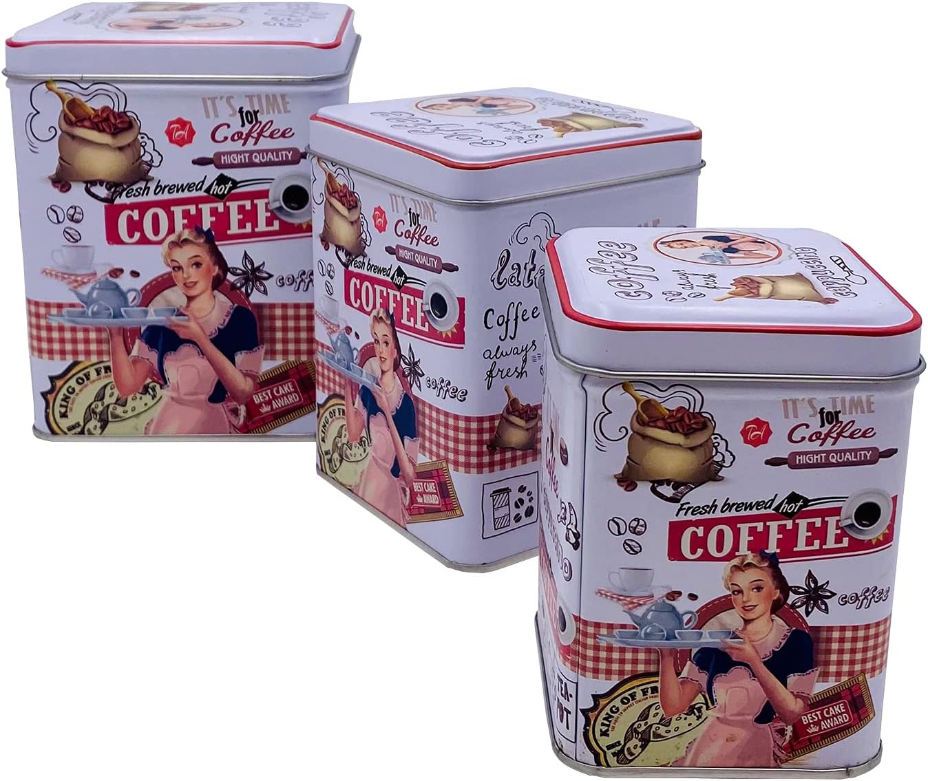 hadaaya Retro Design Coffee Storage Tins Set of 3, kitchen