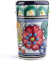Vista 8 de Juego de 4 vasos de chupito Talavera auténticos mexicanos para tequila - Pintados a mano - 2 Oz (Talavera colorida)