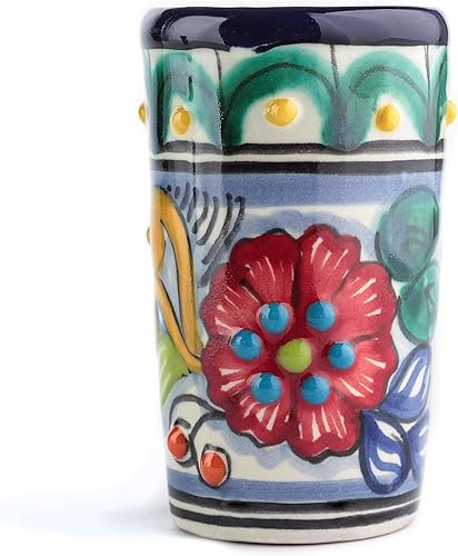 Miniatura 8 de MEXTEQUIL - Juego de 4 vasos de chupito Talavera auténticos mexicanos para tequila - Pintados a mano - 2 Oz (Talavera colorida)