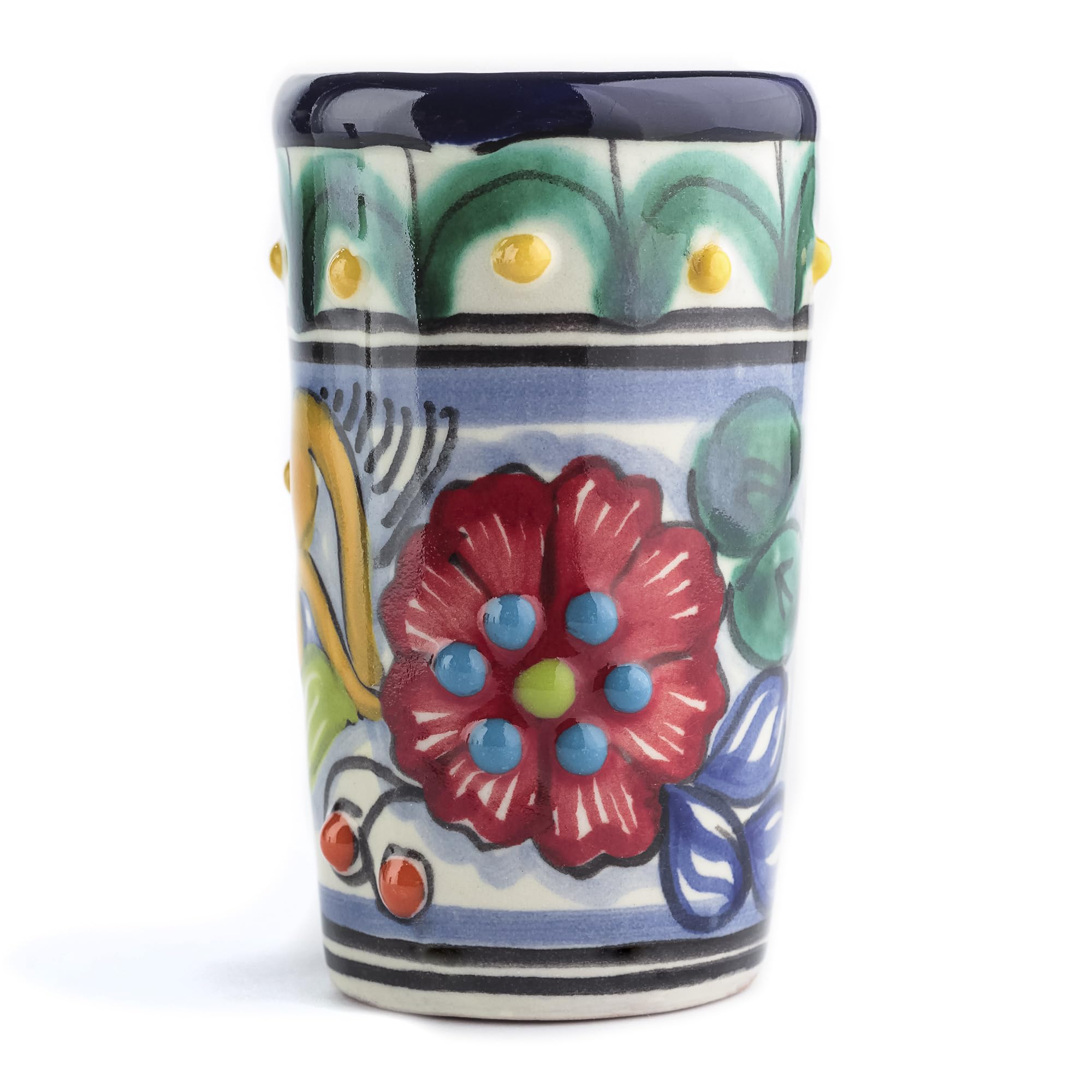 Talavera Lot de 4 verres à shot mexicains authentiques à tequila - Peints à la main - 60 ml (Talavera coloré)