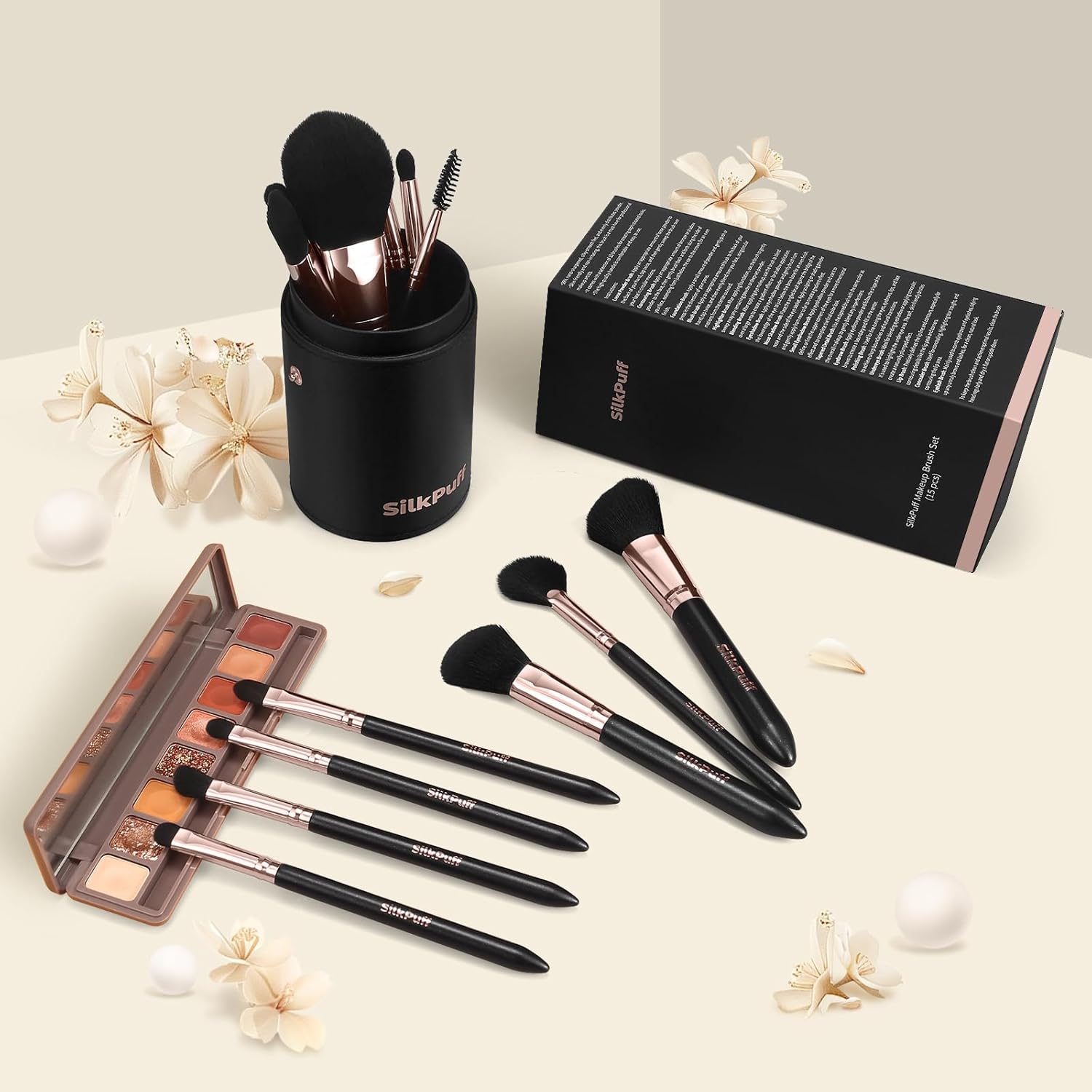 Silkpuff Makeup Brushes Set 15 Pcs Professional, Travel Makeup Brushes With Brush C... - Image 7