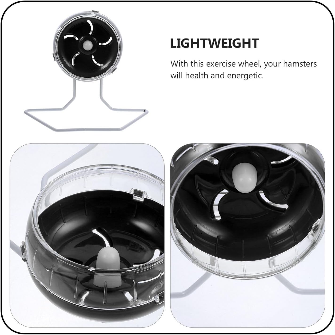 BESPORTBLE Silent Hamster Running Wheel with Stand 12cm, Gerbil and Chinchilla Exercise for Small Animals, Black Sturdy Plastic Pet Wheel for Cage Use