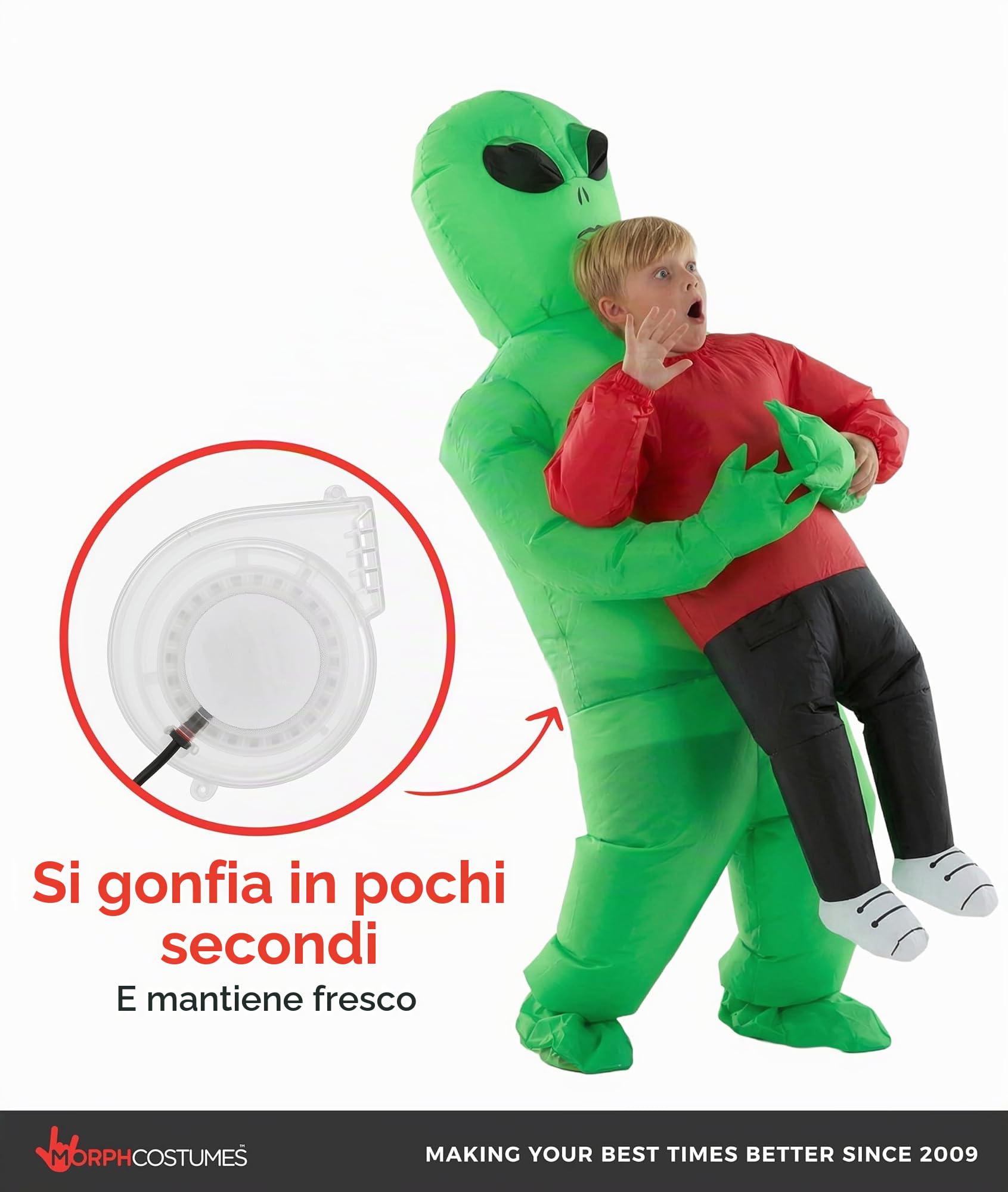 Morph Costume da alieno per bambini, costume gonfiabile rosso da alieno, costumi di Halloween per bambini, costume di Halloween per ragazzi