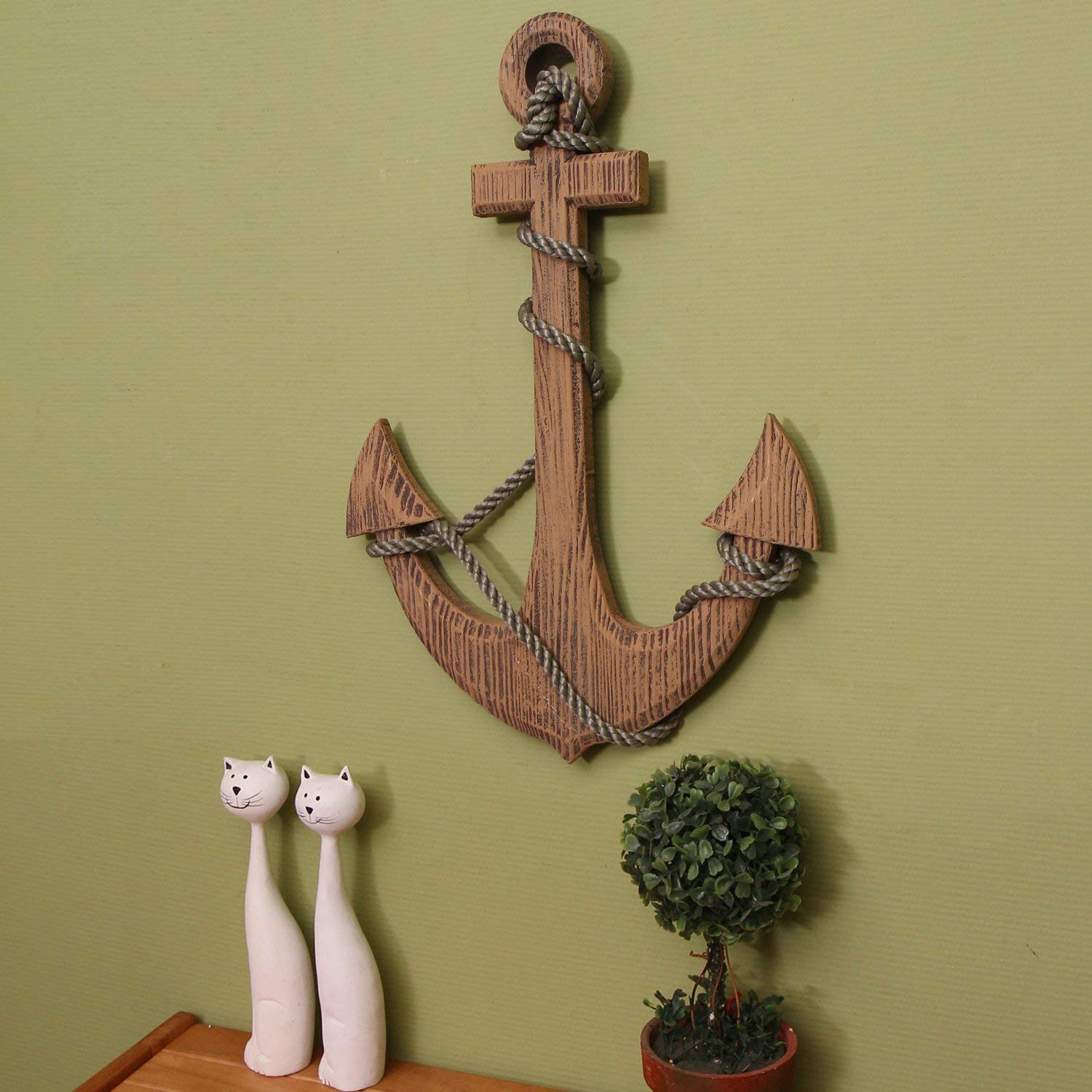 Nagina International Joveco Wood Marine Wall Decoration 24 Décoration pour la maison (Ancre de bateau