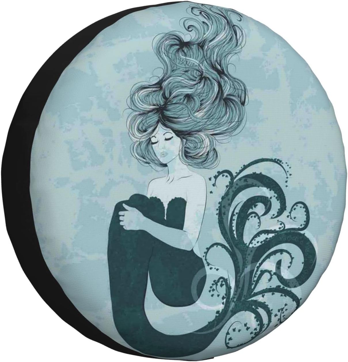 FUCVNPZ Cars Spare Wheel Tire Cover, Mermaid Blue Wheel Protector, 15 inch Tire Covers for Car Truck SUV RV
