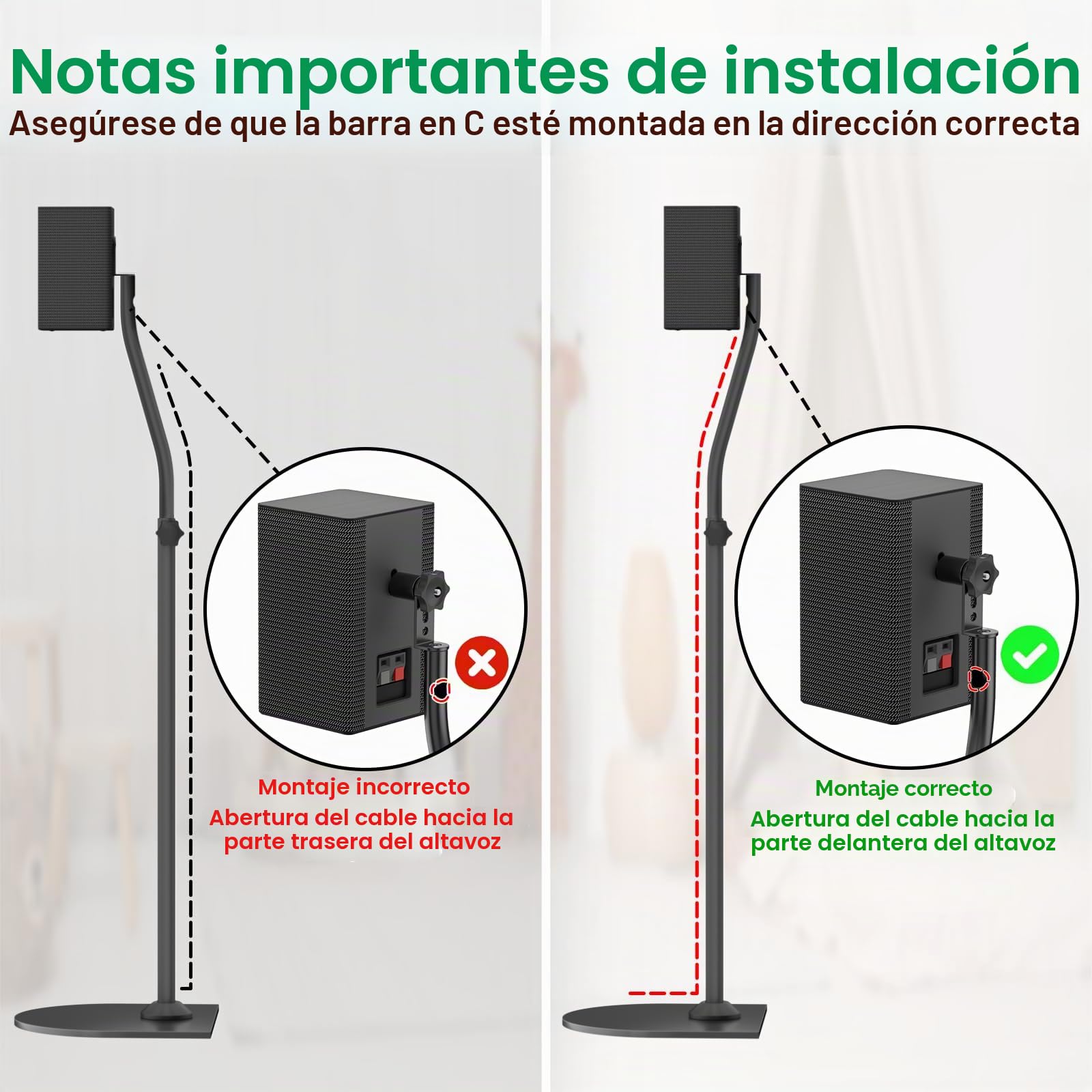 Soporte para Altavoces Samsung – Soporte de Piso Ajustable 33" a 42" para Altavoces Surround Samsung, con Opciones de Montaje en Pared, Ideal para Altavoces Traseros