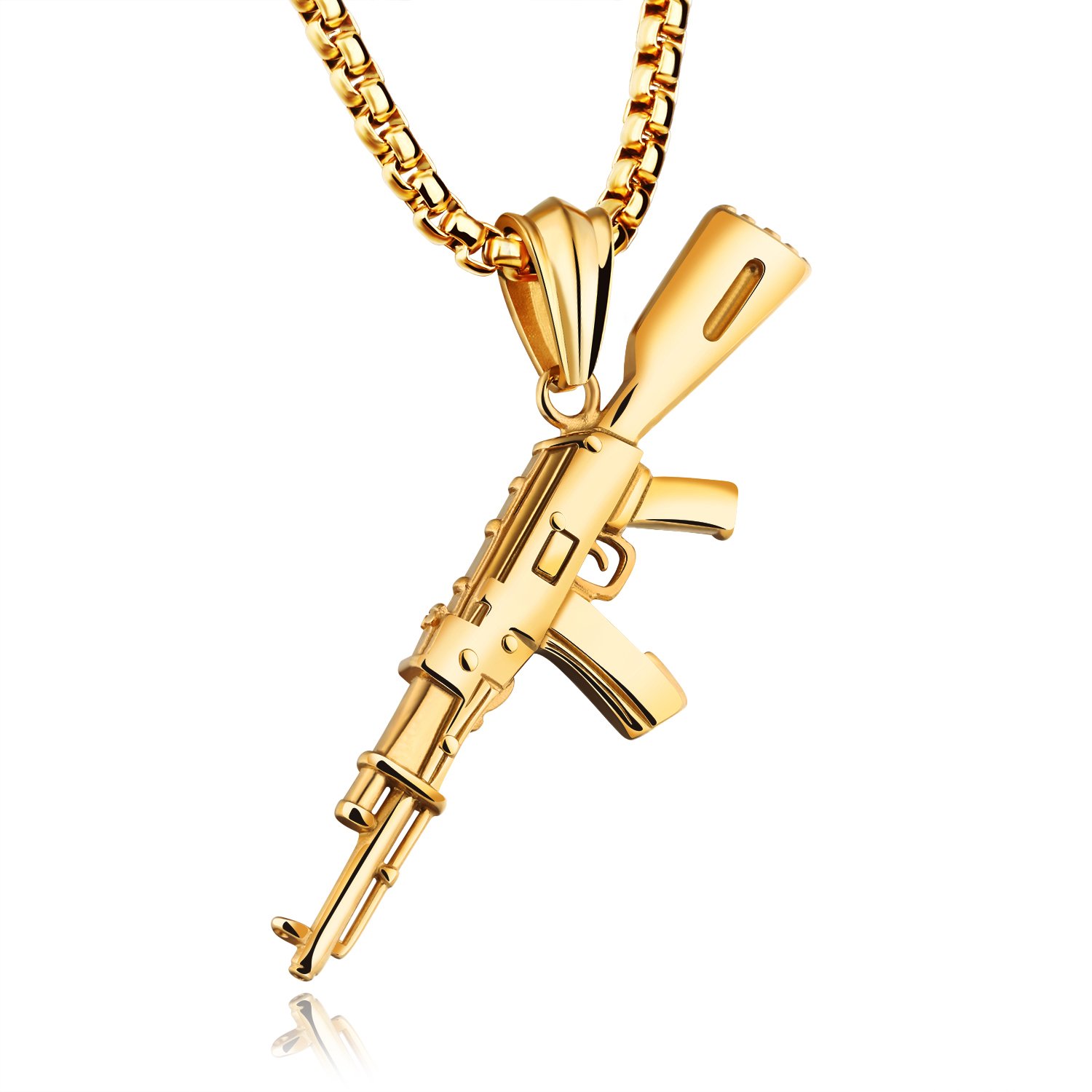 Amazon.com: Vanski Mens Hip Hop Stainless Steel AK-47 Gun Tag