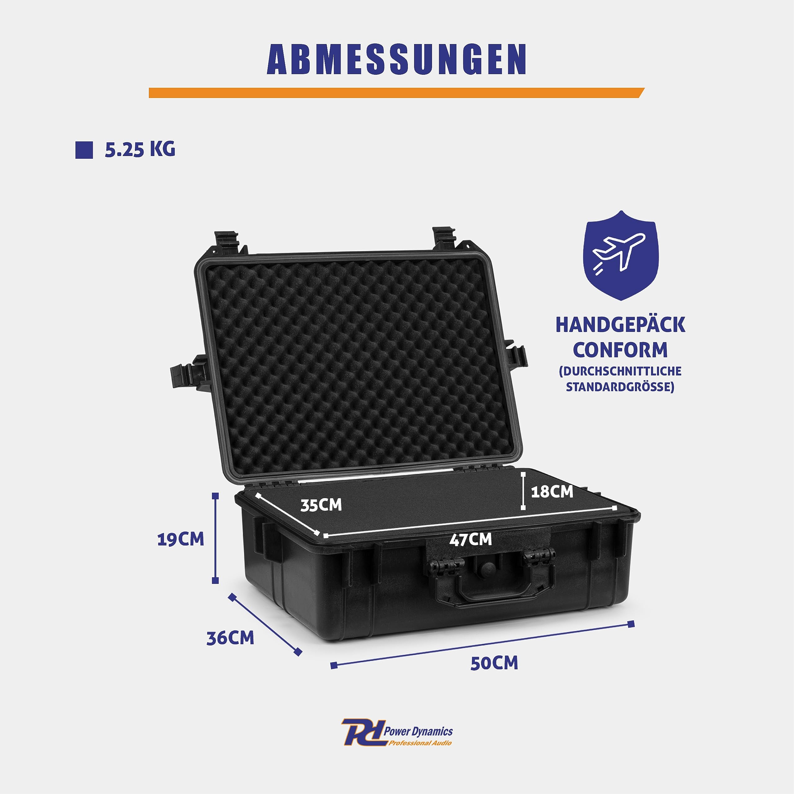 Power Dynamics GIGCase26, Universal Hard Case Kamera Koffer Schaumstoff, DJ Koffer, Foto Koffer, Schutzkoffer, DJ Universalkoffer, Wasserdichter Koffer, Transportkoffer mit Schaumstoff, Schwarz