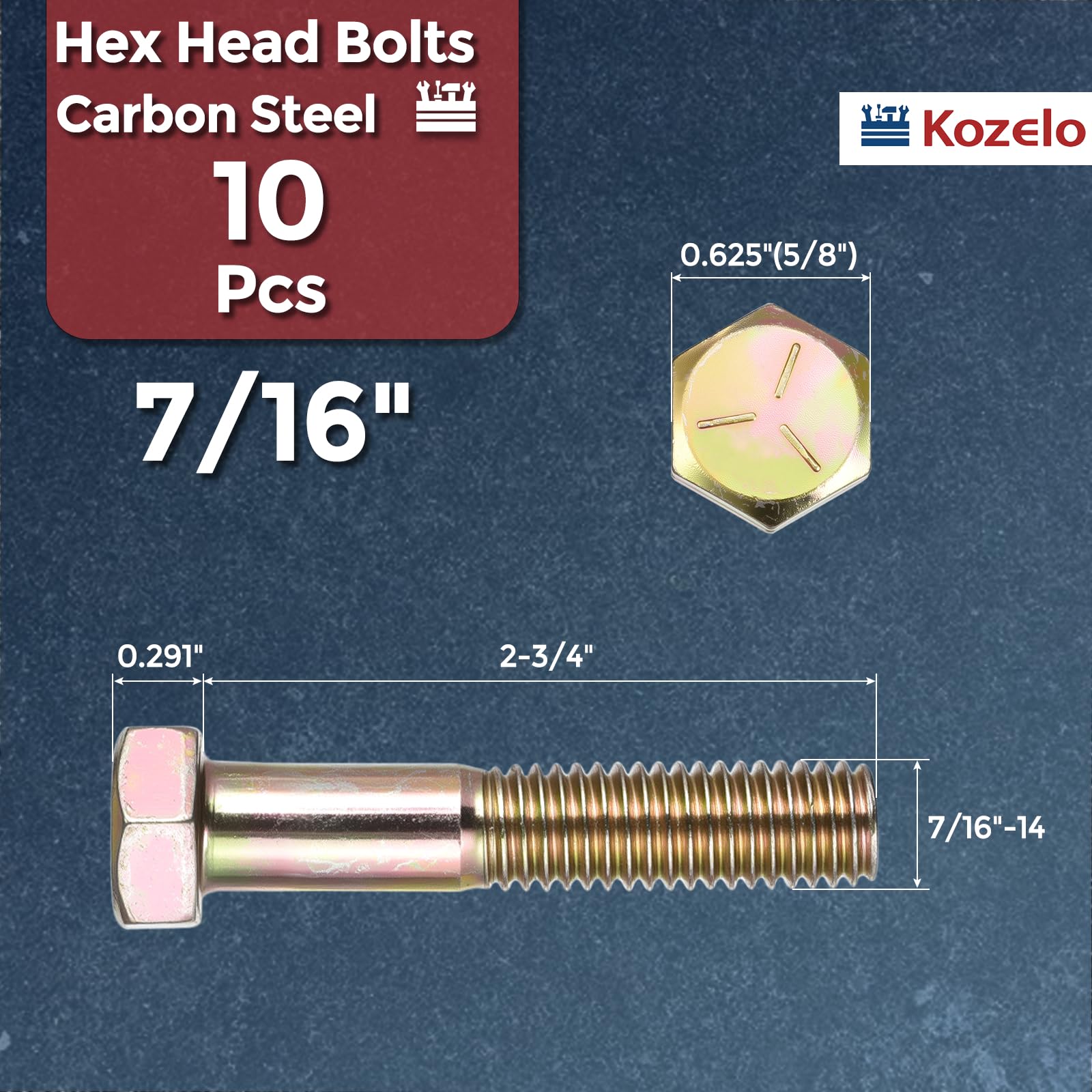 Kozelo 10 Pcs Hex Head Screws Bolts - Image 2