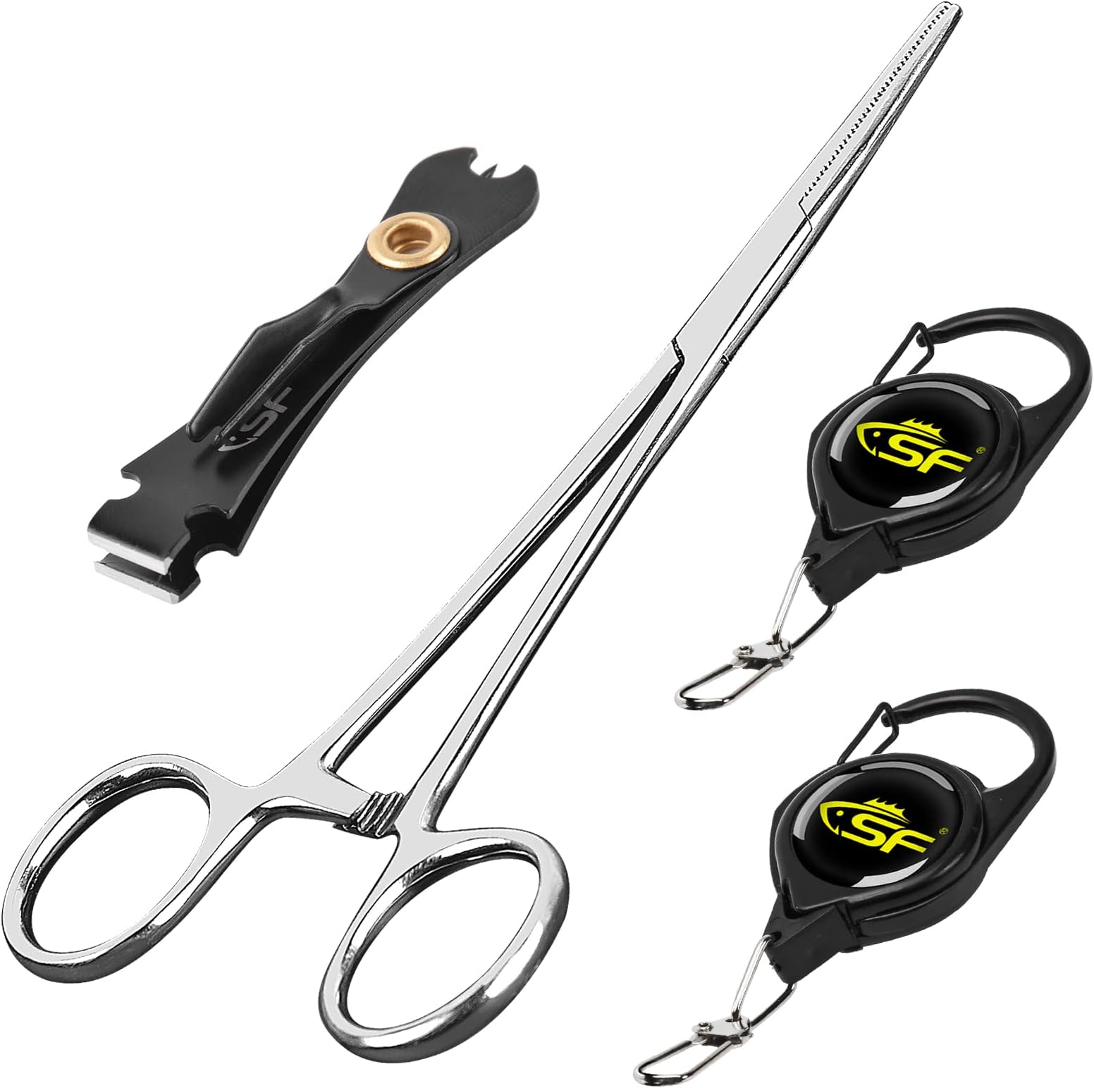 SF Fly Fishing Tools Kit Includes a Fishing Knot Tool and Line Clipper, Zinger Retractor and Hook Remover Forceps.