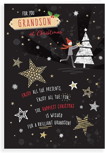 Character Christmas Card Grandson - 9 x 6 inches - Piccadilly Greetings (A41316)