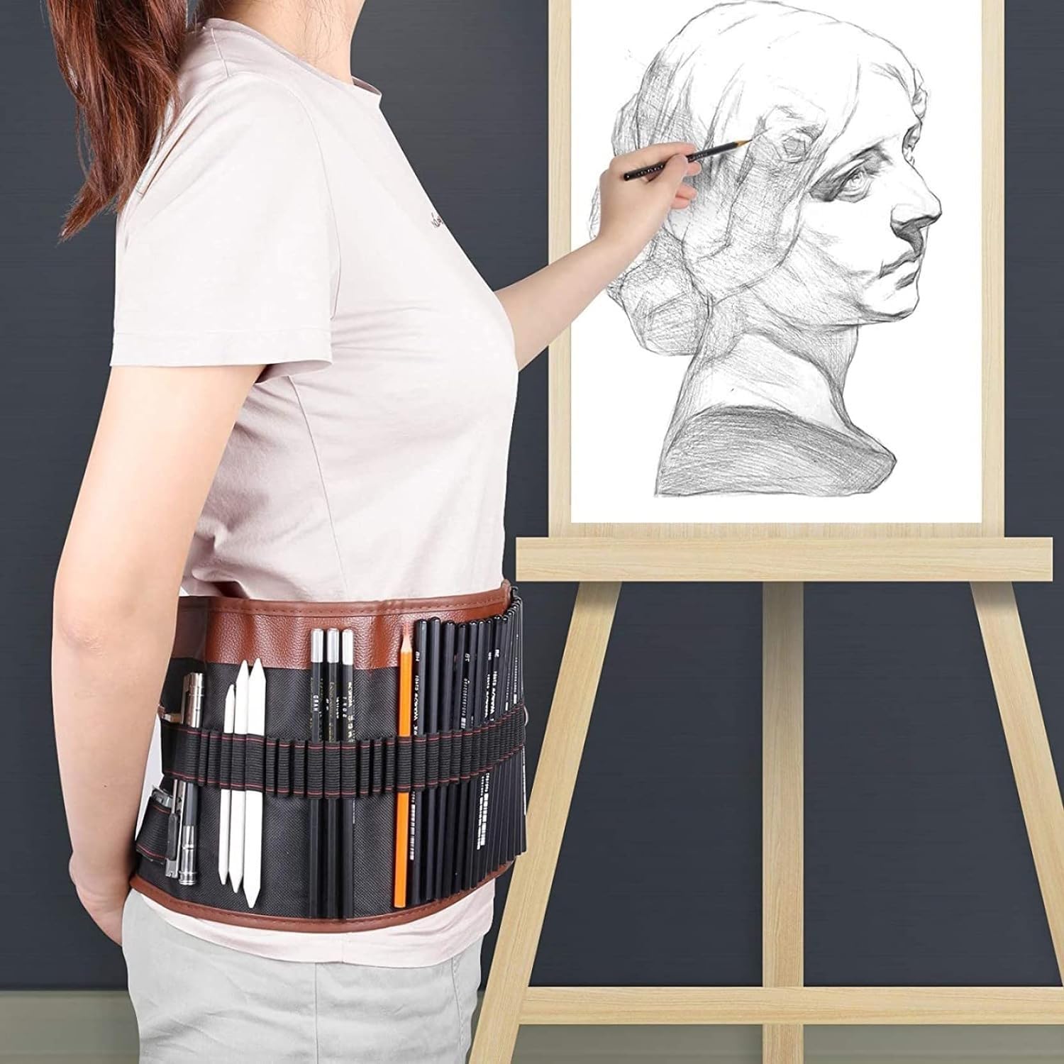 URBANFIX 29 Pieces Professional Sketching & Drawing Art Tool Kit with Graphite Pencils, Charcoal Pencils, Paper Erasable Pen, Craft Knife-Lightwish (with Canvas Rolling Pouch) 1