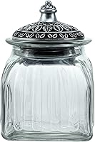 Vista 10 de SOCOSY Tarro de cristal transparente vintage para dulces con tapa, tarro de comida, tarro de nueces, caja de joyería, tarros de dulces de boda