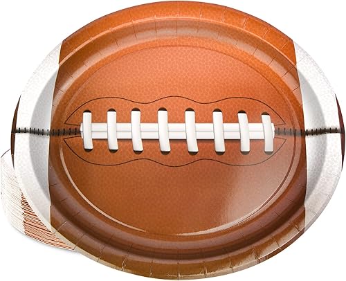 EPHYO 50 platos de papel de fútbol americano de 10 x 12 pulgadas platos de fiesta de supertazón platos desechables de postre aperitivo cena