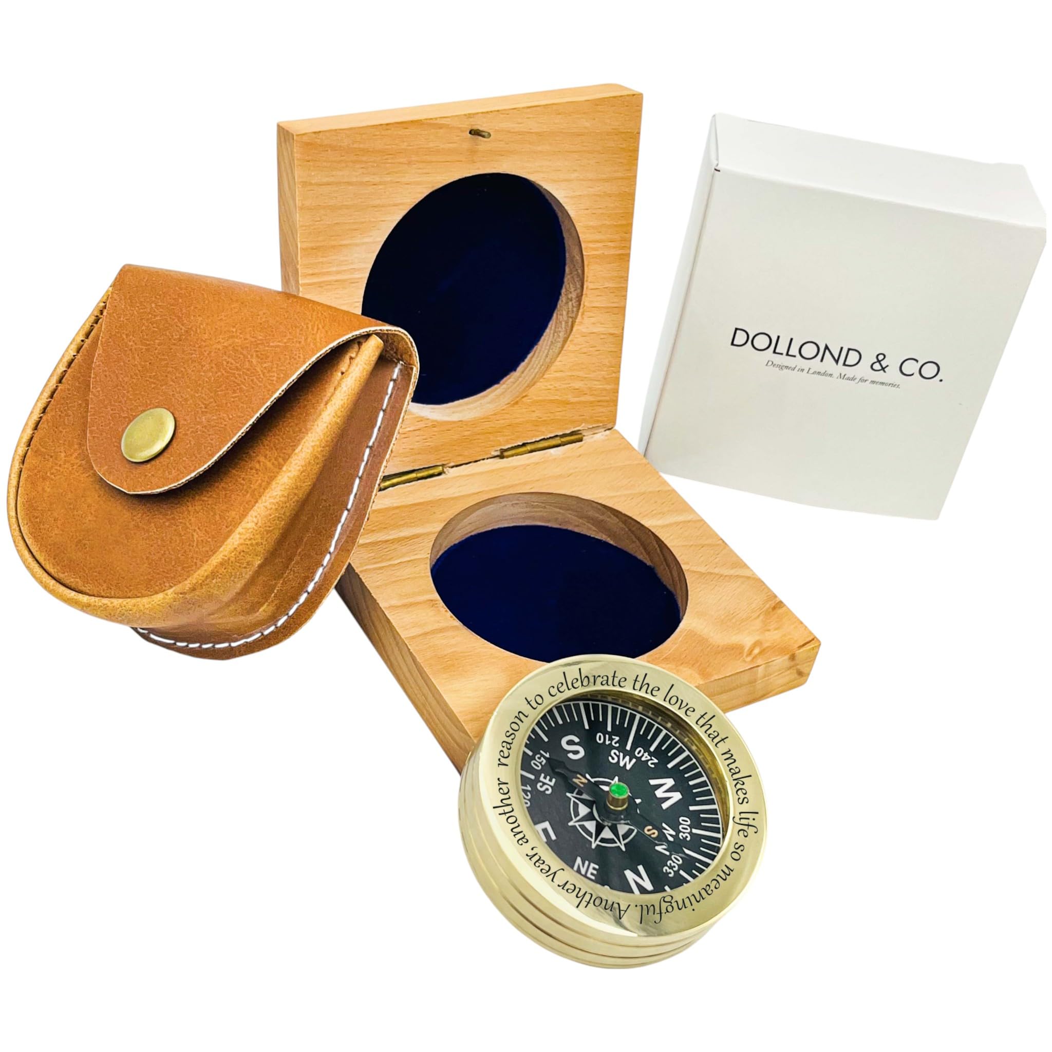 Personalized Brass Compass with Wooden Box – Engraved Nautical Compass Gift for Men & Women | Custom Travel Keepsake for Retirement, Anniversary, Graduation, Birthday or Father’s Day