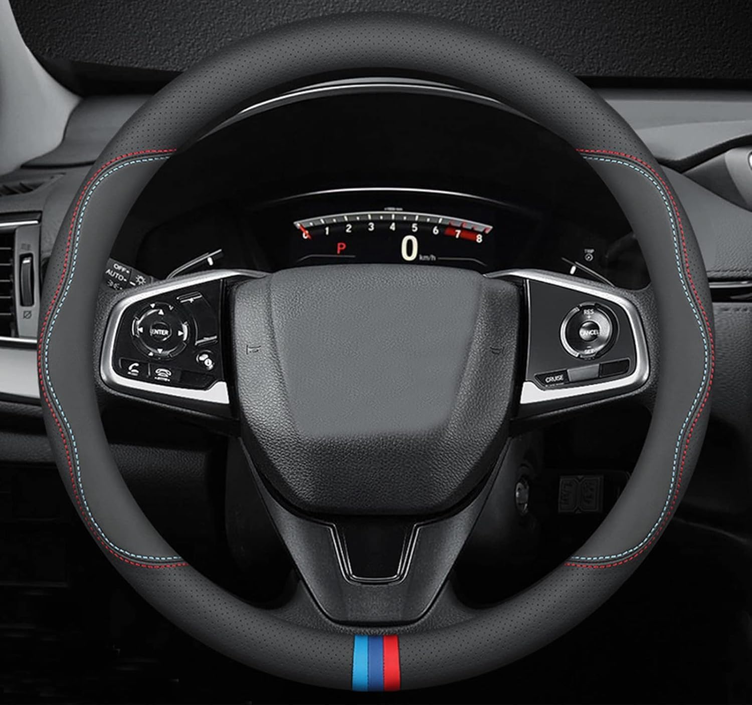 Steering Wheel Protector Sport Carbon Fiber Design, Non-Slip & Breathable & Odorless, Universal Fit Steering Wheels, Leather Car Steering Wheel Protector (C-7)