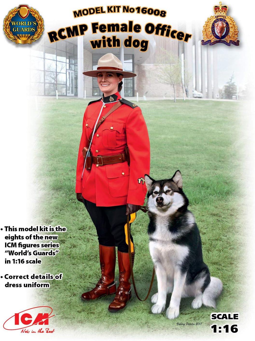 ICM ICM16008 1:16-RCMP Female Officer with Dog, Black