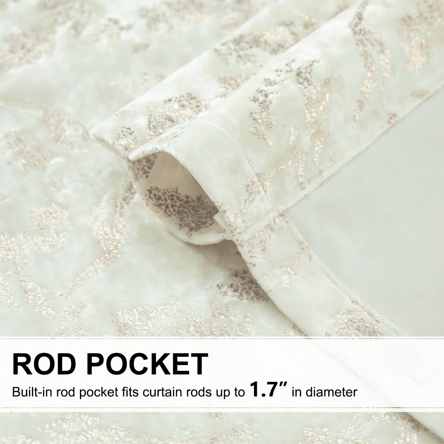Leeva Valances for Windows, Foil Print Flower Patterned Curtain Topper for Living Room Bedroom, Rod Pocket Decoration Scalloped Window Valance Curtains, 52" x 18" Inches, 1 Panel, White