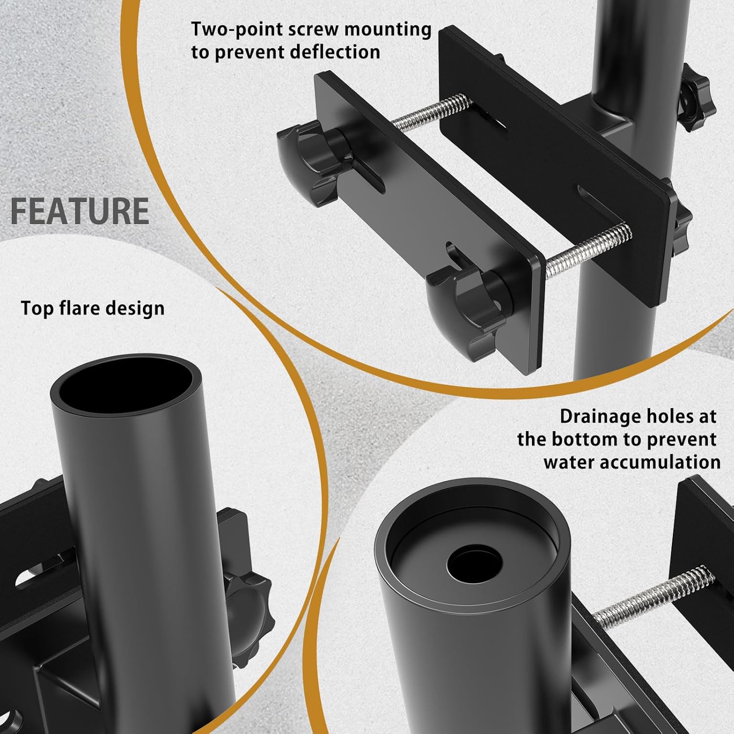 Linone Patio Umbrella Holder, Heavy-Duty Umbrella Holder for Deck, Stainless Steel Deck Umbrella Mount Stand -Sturdy Base for Railing-Mounted Deck Clamps with Pole Maximizing Patio Space and Shade