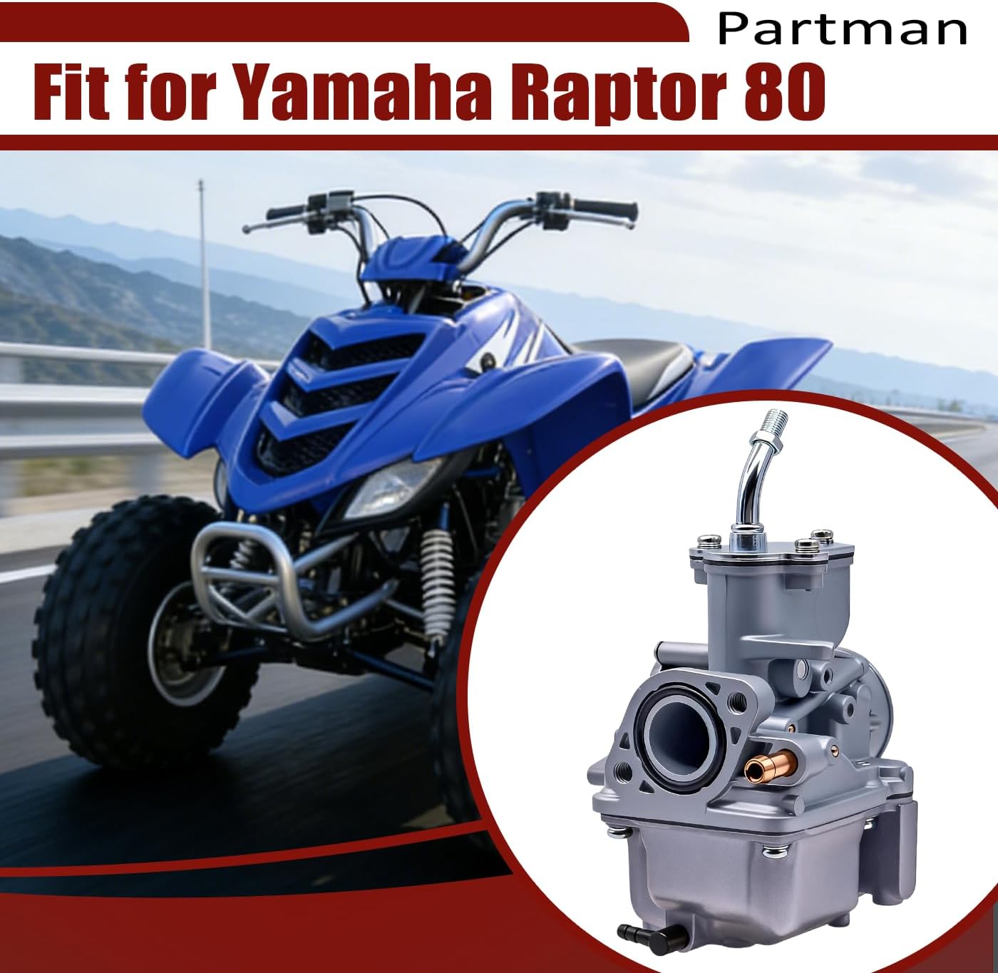 Partman Carburetor YFM80 Compatible With Yamaha Raptor 80 YFM80R YFM80 YFM50 ATV Quad Carby 2002-2008 Carb with Filter