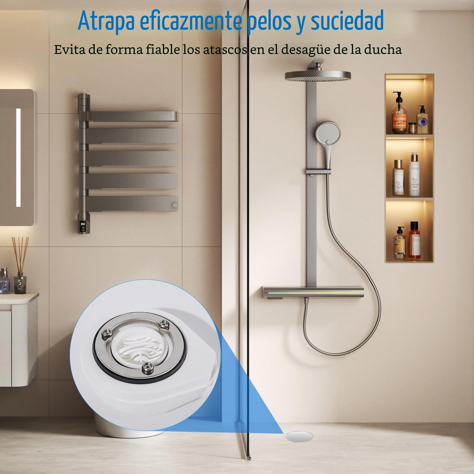 Juego de 4 filtros de desagüe para ducha y plato de ducha, filtro de pelo blanco, repuesto para válvula de filtro Viega, filtro de plástico para desagüe de sifón, protección eficaz contra atascos de