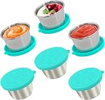 6x2.7 Conteneur de salade Oz à emporter,Conteneurs de préparation de repas en acier inoxydable résistant à la fuite,Contenants de sauce pour la boîte à lunch, pique-nique, voyage, bureau et cuisine