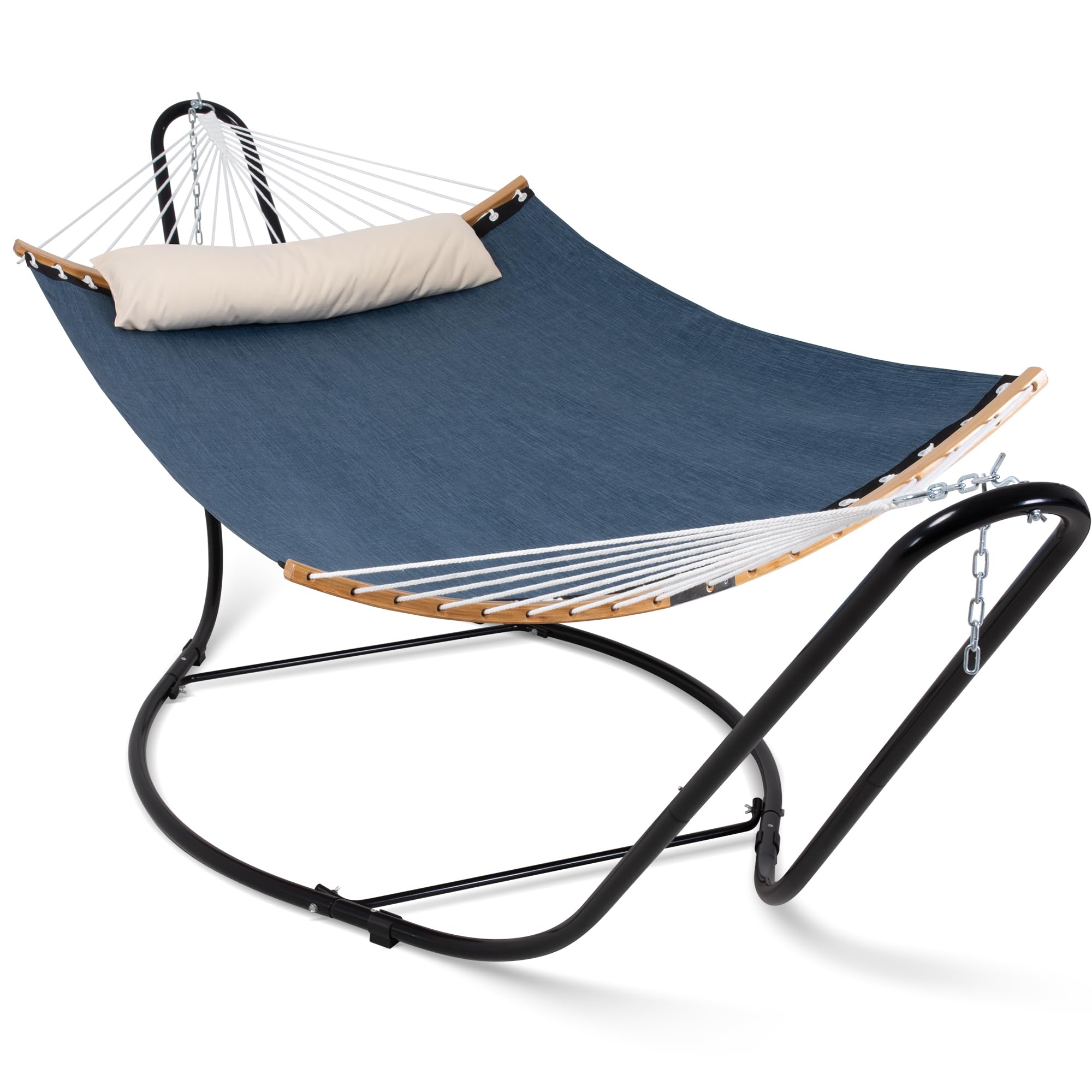 SUNCREAT Hammocks Free Standing Hammock for Outside, Heavy Duty Stand Alone Hammock with Frame, Patent Pending, Navy