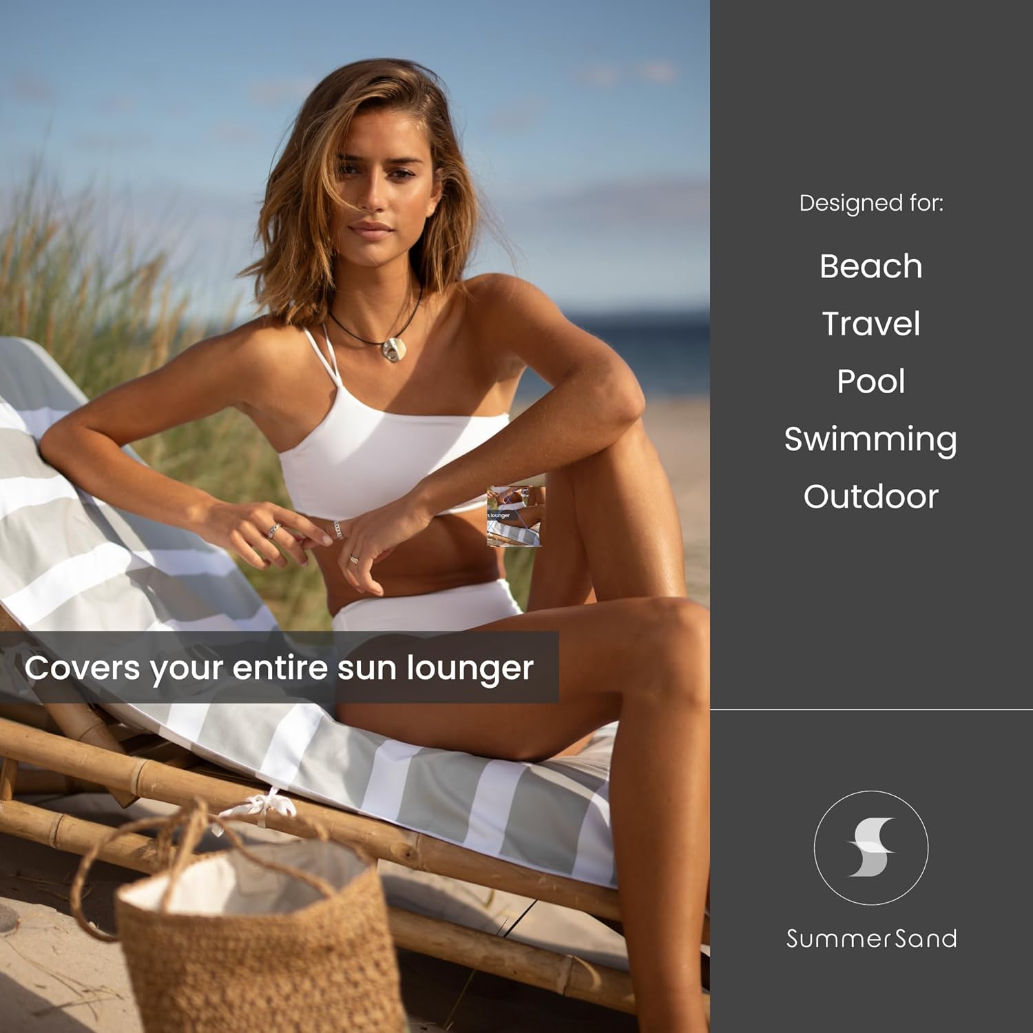 SummerSand Microfiber Beach Towel Extra Large (79 x 39.5 in) - Quick Dry, Sand Free - Compact and Lightweight for Travel - Recycled Materials - Travel Bag Incl - Oversized Pool Towel – Marble Sand