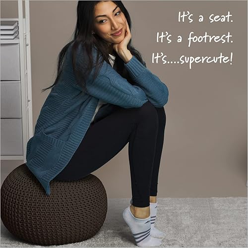 Miniatura 62 de Urban Lifestyle Puf de punto redondo - Algodón tejido a mano, marfil Marfil,Azul,Gris oscuro,Índigo/ azul marino,Gris claro,Negro -,gris