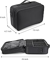 Vista 4 de Bolsa de maquillaje de 13.5 pulgadas, organizador de viaje, estuche de cosméticos, bolsa de almacenamiento profesional para artistas con divisores