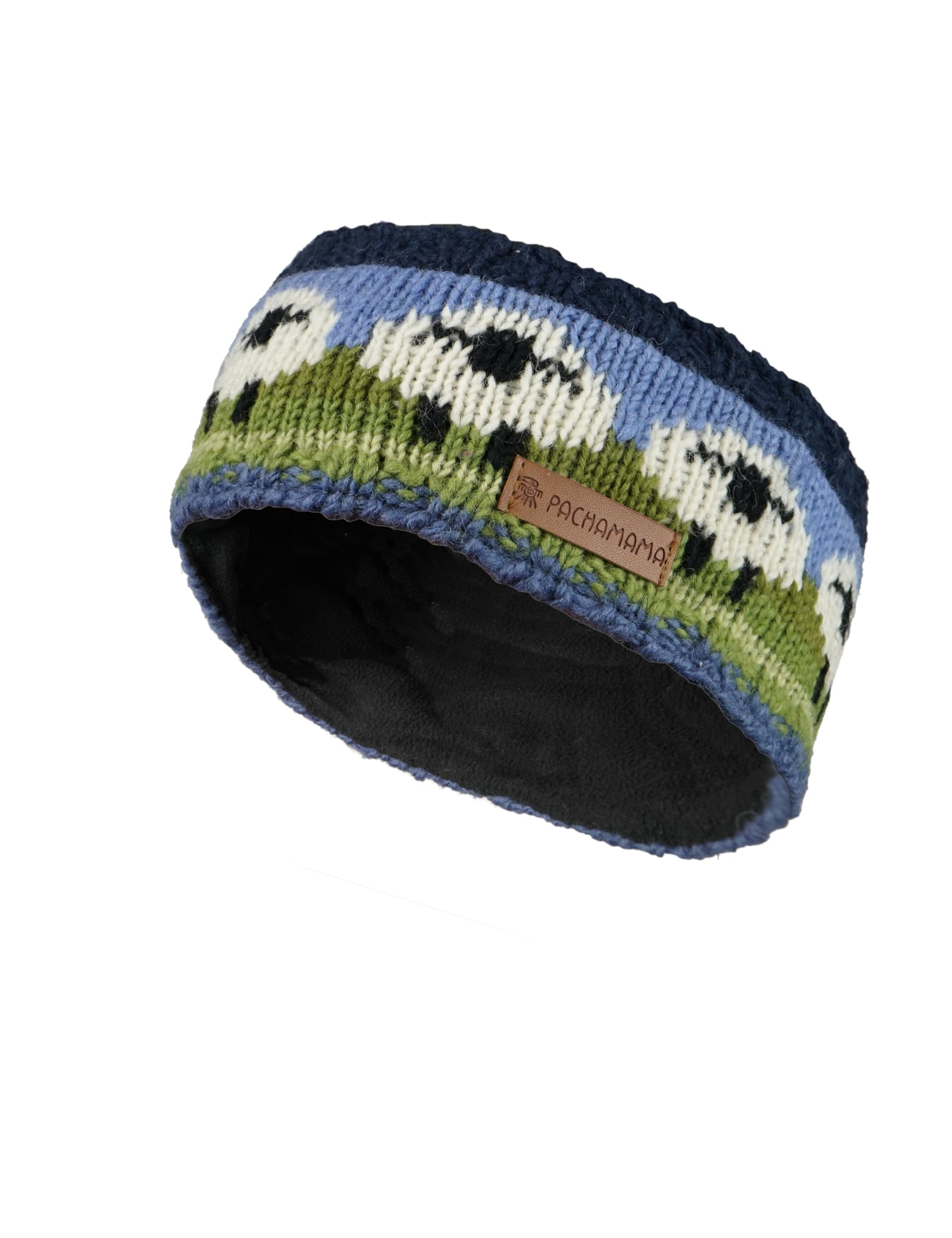 Women Wool Ear Warmer Headband Fleece Lined Handknitted Cute Sheep Multicoloured One-Size Handmade Fair Trade