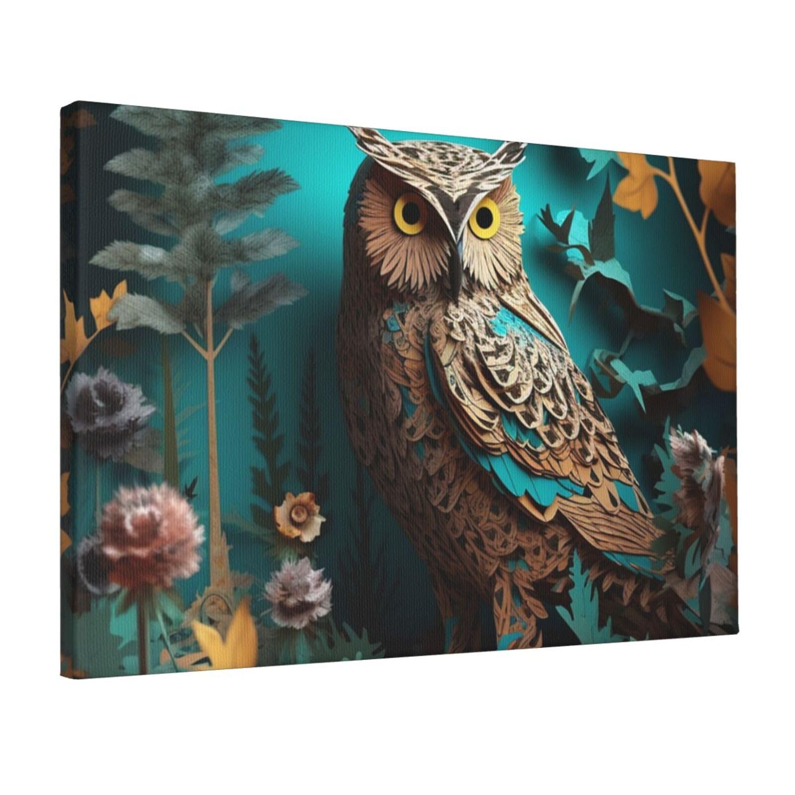 DWVTSLH Owl Poster Paintings Canvas Wall Art Bedroom Prints Home Decor Hanging Picture Modern Home Artworks Aesthetic for Living Room Office Wall Decor 12x18in Unframed