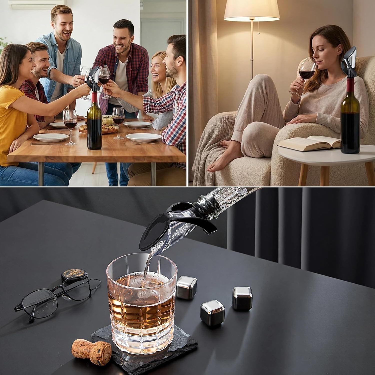 3-in-1 Wine Chiller Stick with Aerator & Pourer for Wine Bottles